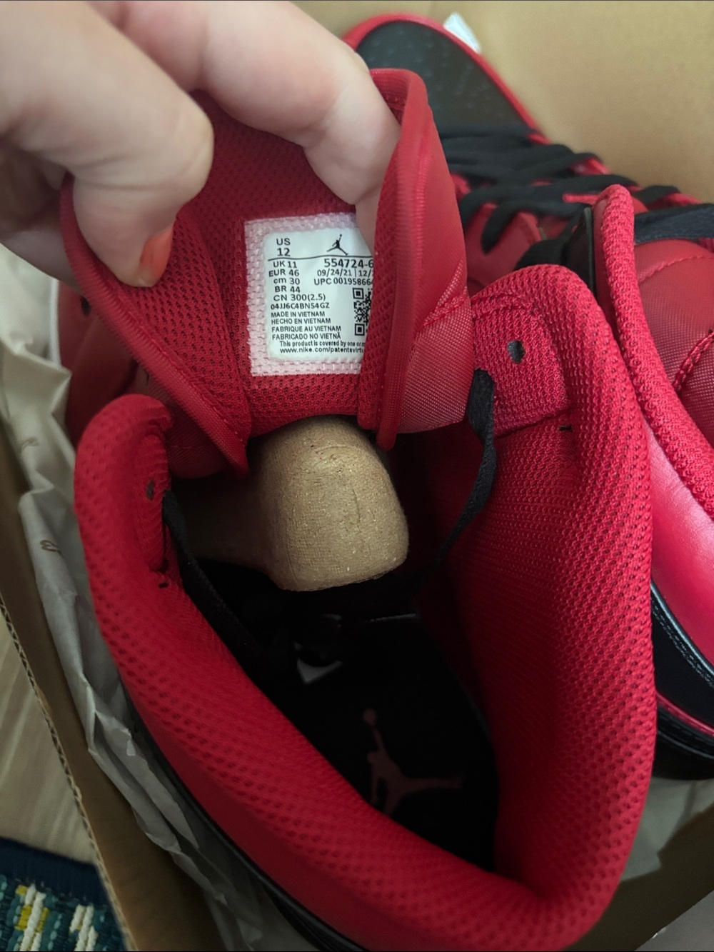 NWT, NEVER WORN Jordan’s Nike Red and Black High-Top Sneakers. Still OG Box! - Picture 4 of 6